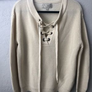 JOA lace up sweater